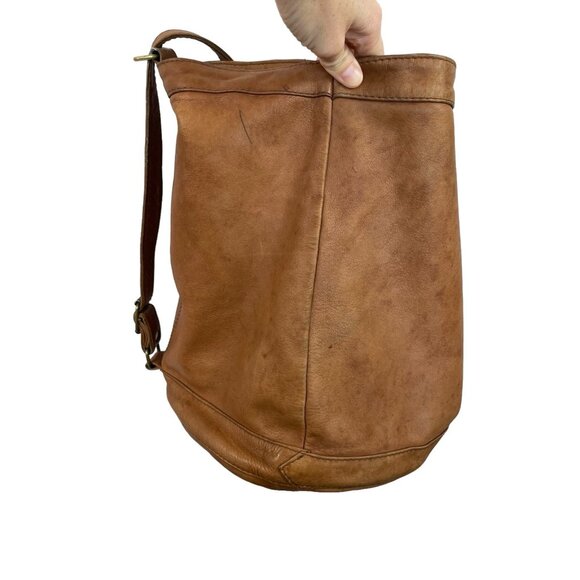 Vintage Ellington Leather Sling Backpack RUCKSACK Portland Oregon Brown - Picture 9 of 10